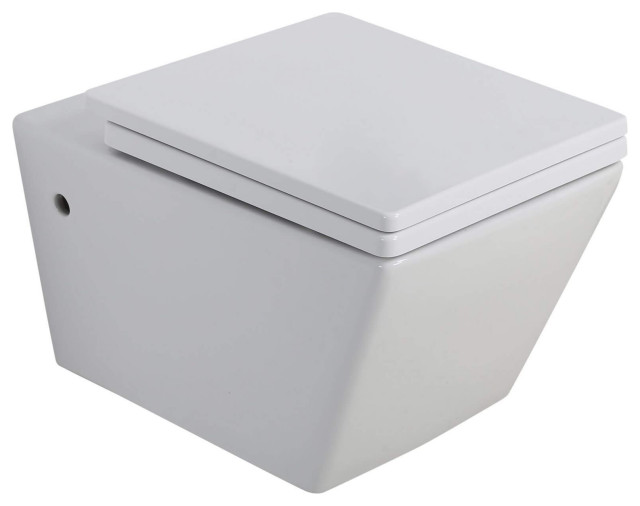 Fine Fixtures Plaza Wall Hung Toilet Bowl, 21" Contemporary Toilets