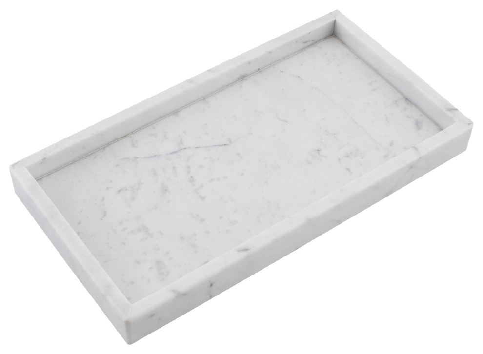 Cobi Rectangle Display Plate, Carrara White Marble