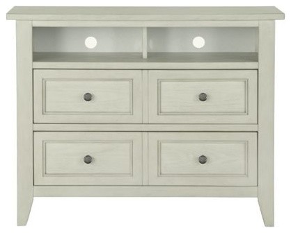 2 Drawer Media Chest In Weathered White Transitional Media