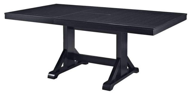 60" Modern Farmhouse Wood Expandable Dining Table - Antique Black ...