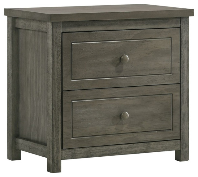 Picket House Furnishings Wyatt Trey 2Drawer Wood Nightstand in Gray
