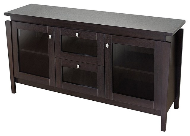 Modern Buffet Storage Laminated Espresso Finish With 2 Drawer And Cabinet Transitional Buffets And Sideboards By Decor Love