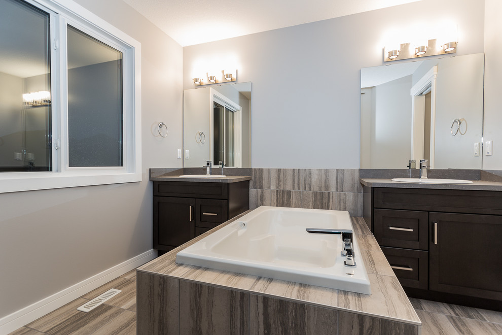 Inspiration for a transitional home design remodel in Edmonton