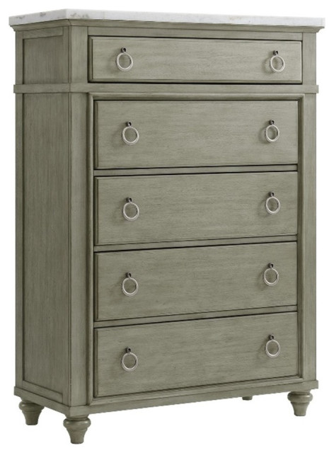 Picket House Furnishings Bessie 5-Drawer Wood Chest in Gray Finish