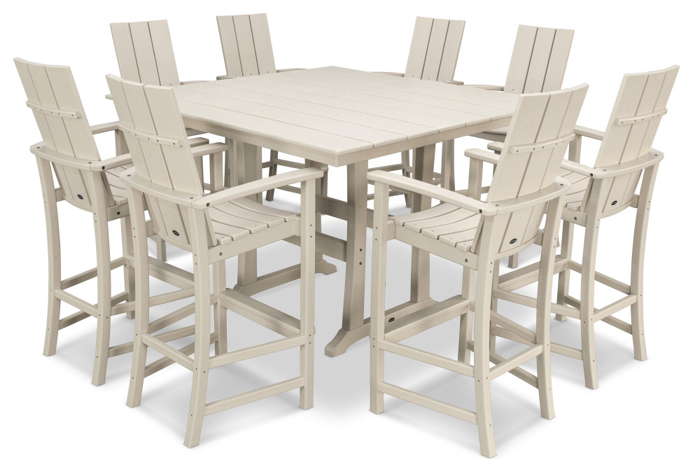 POLYWOOD Modern Adirondack 9Piece Farmhouse Bar Set Beach Style