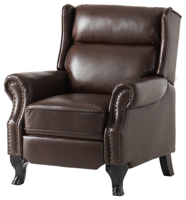 Gdf Studio Curtis Dark Brown Leather, Dark Brown Leather Sofa Recliner Chairs