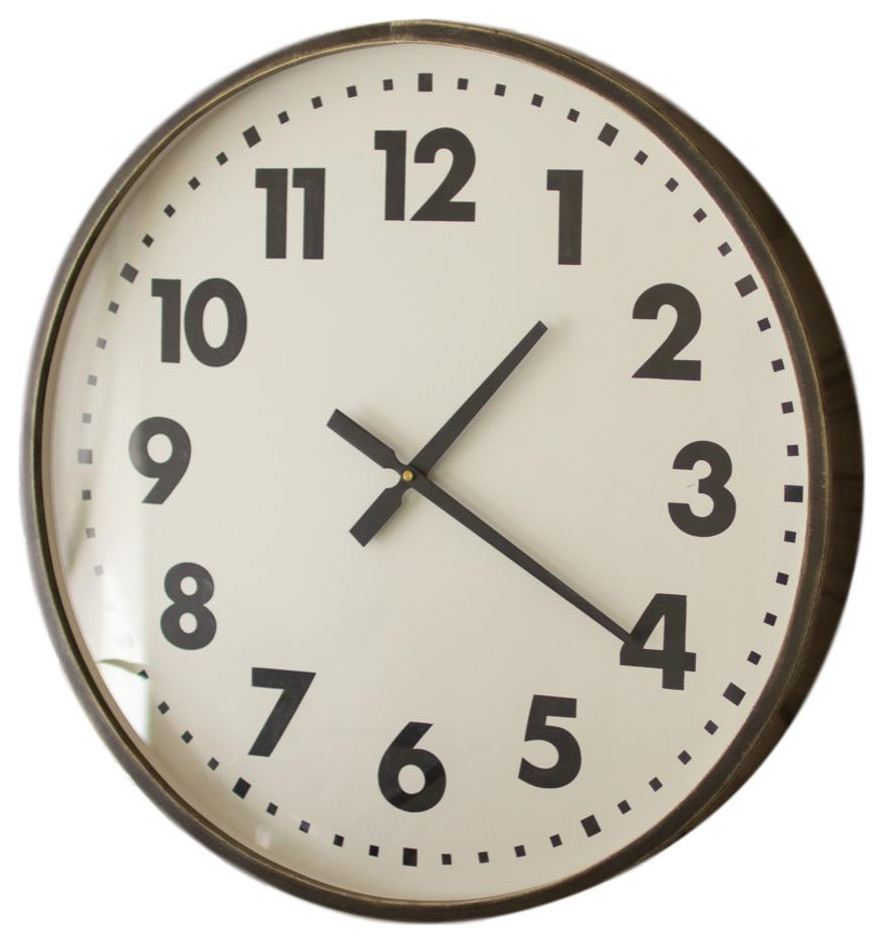 Classic Round Black Frame White Face Vintage Style Wall Clock