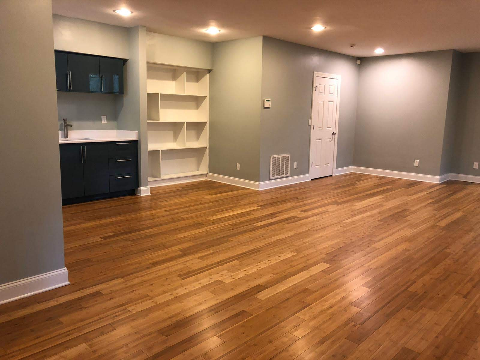 Inspiration for a contemporary basement remodel in Raleigh