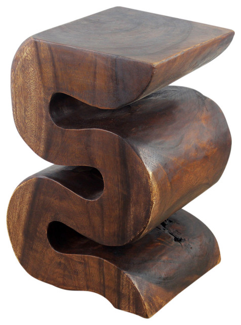 Haussmann Wood Big Wave Verve Accent Snake Table, 12x14x20, Mocha Oil