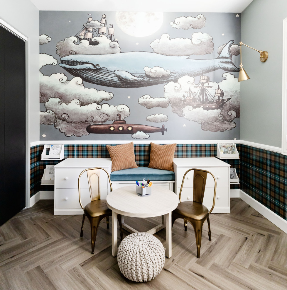 Design ideas for a mid-sized transitional kids' room for boys in Las Vegas.
