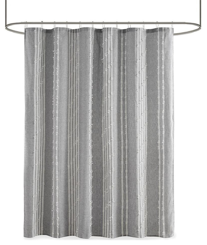100 Cotton Jacquard Shower Curtain Gray 72W x 72L Transitional