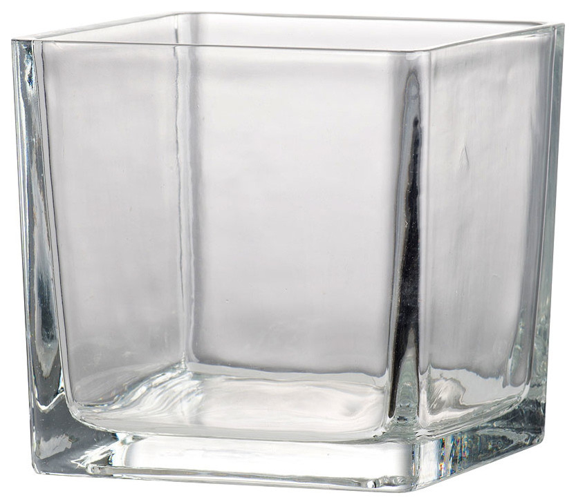 Glass Square Vase, 4.5x4.5x4.5" Set Of 4