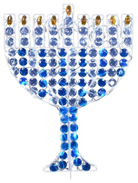 24 Led Lighted Menorah Hanukkah Outdoor Decoration Cool White Lights