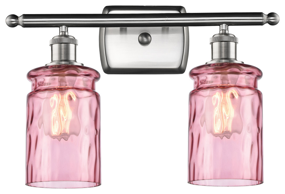 Candor 2-Light Bath Vanity-Light, Brushed Satin Nickel, Sweet Lilac Waterglass