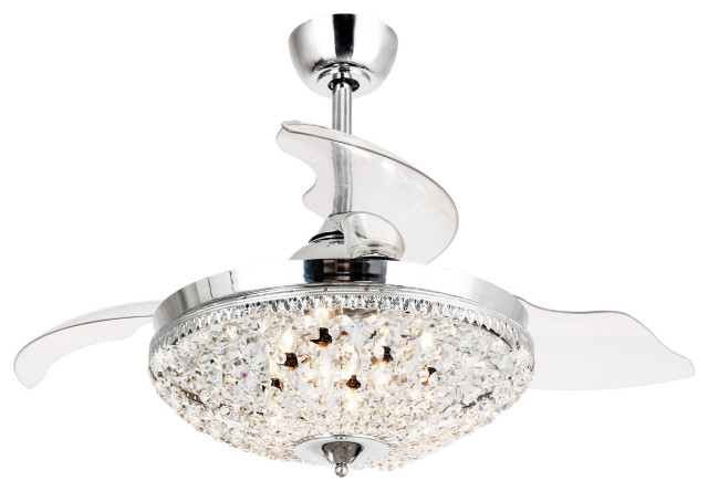 Chrome 42 Inch Crystal Ceiling Fan 6 Light Chandelier - Chandelier Fan And Light Chrome 42 Inch Crystal Ceiling Fan 6 Light Chandelier - Chandelier Fan And Light