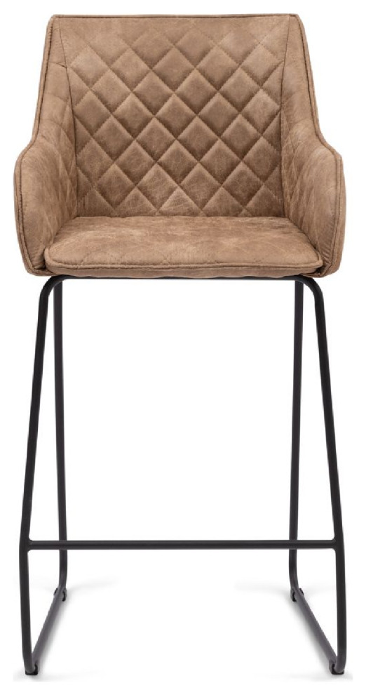 Quilted Leather Counter Stool Rivièra Maison Frisco Drive Transitional Bar Stools And