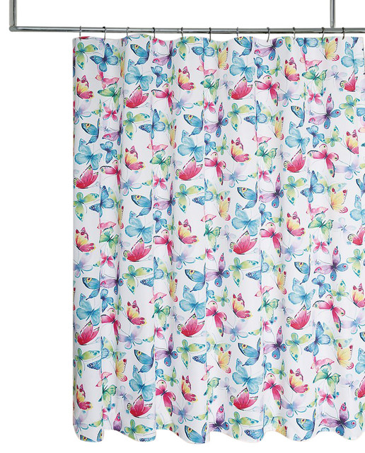 Colorful Butterfly Fabric Shower Curtain - Contemporary - Shower ...