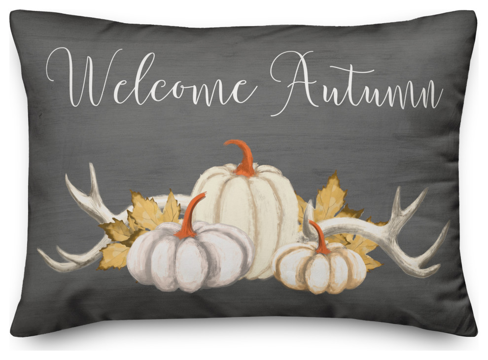 Welcome Autumn Pumpkins 14x20 Spun Poly Pillow