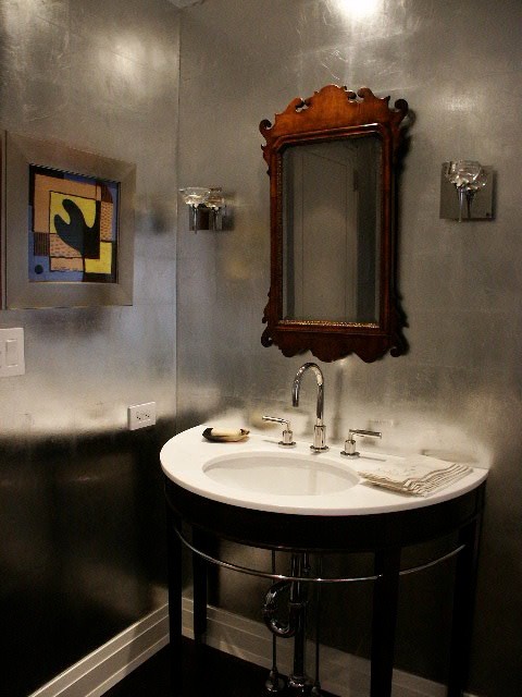 Mid-sized contemporary powder room in Other.