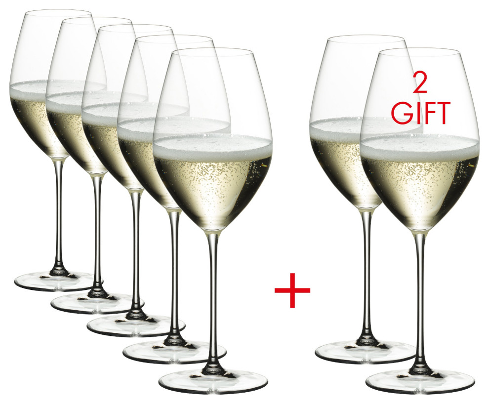 Riedel Veritas Champagne Wine Glass 15.8oz Set, Buy 6 Get 8