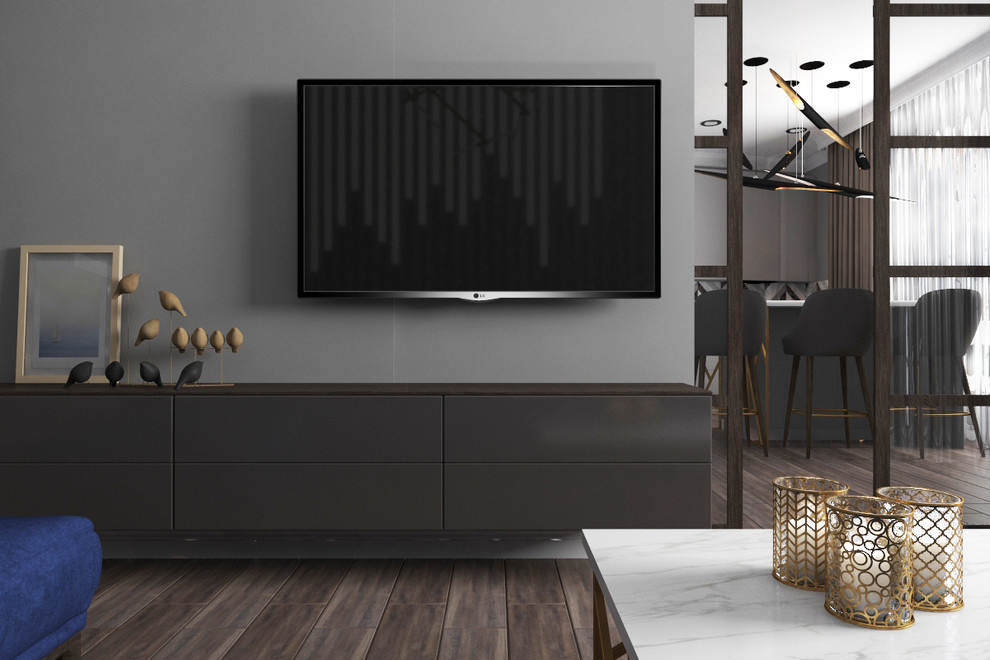 Дизайн интерьера трехкомнатной квартиры 115 м2 (Санкт-Петербург) кухня-гостиная