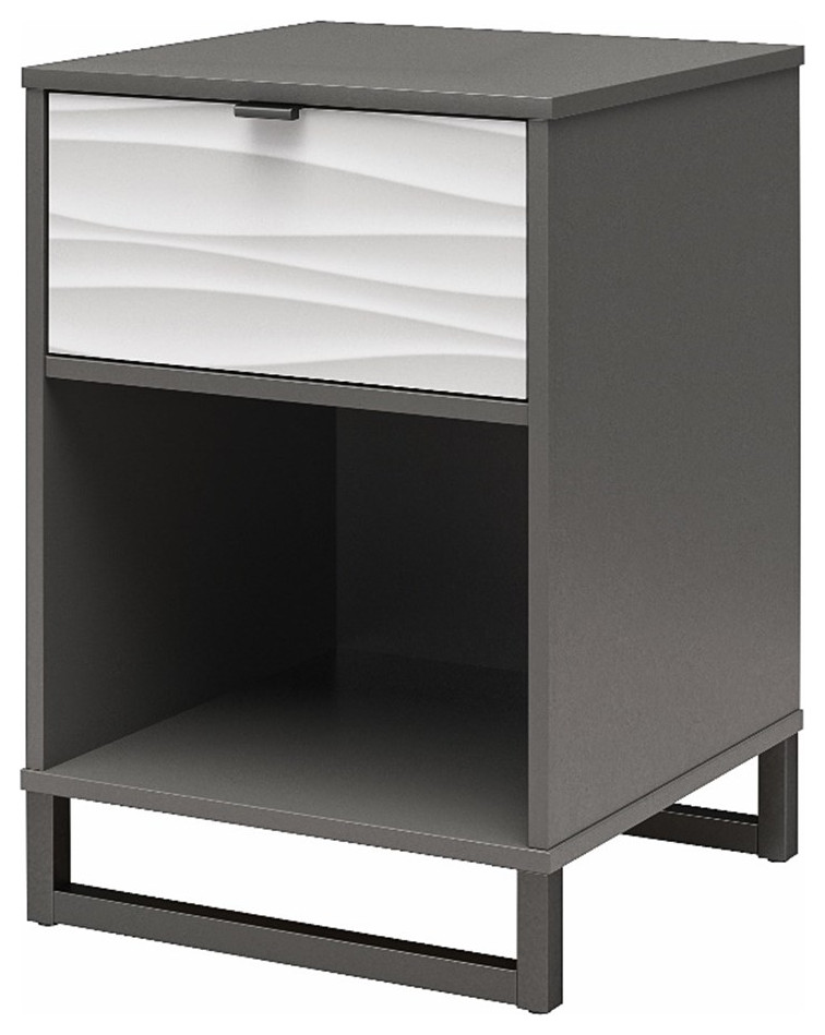 Ameriwood Home Monterey Nightstand in Waves with Graphite