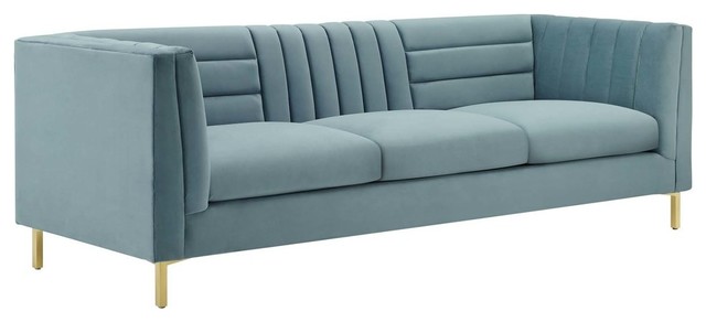 Ingenuity Channel Tufted Performance Velvet Sofa Contemporary
