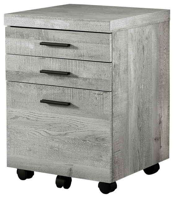 Filing Cabinet 3 Drawer Gray Reclaimed Wood Castors Farmhouse