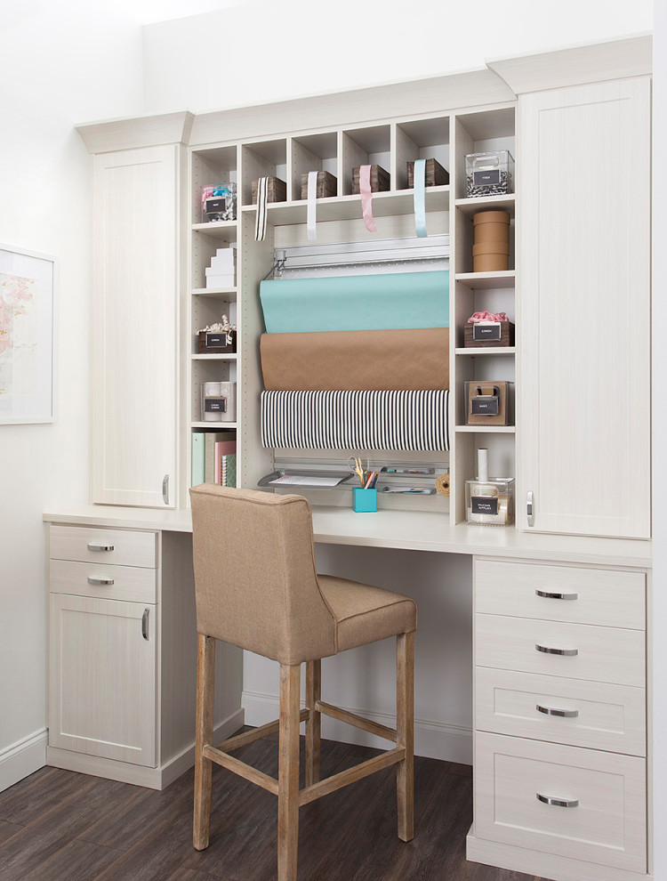 Inspiration for a mid-sized contemporary built-in desk home office remodel in Burlington