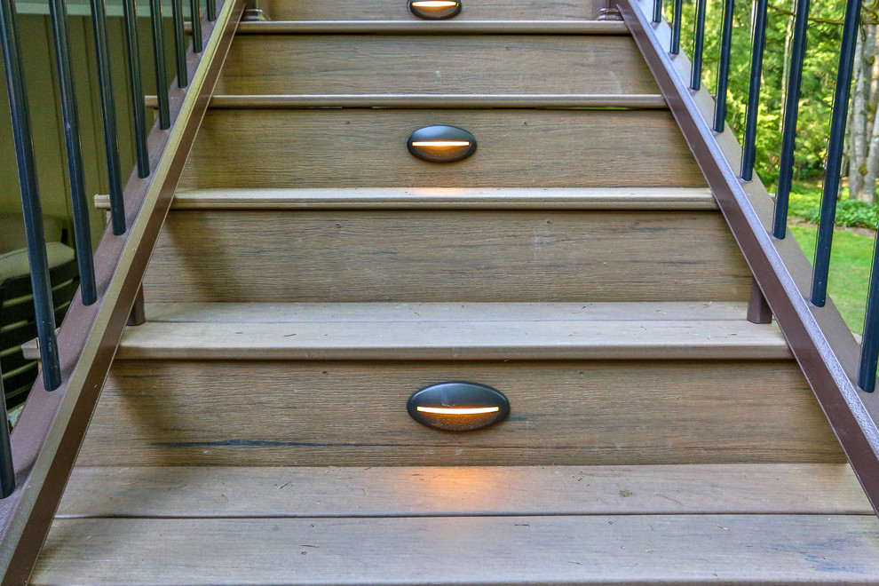 Deck - huge modern backyard deck idea in Seattle with no cover