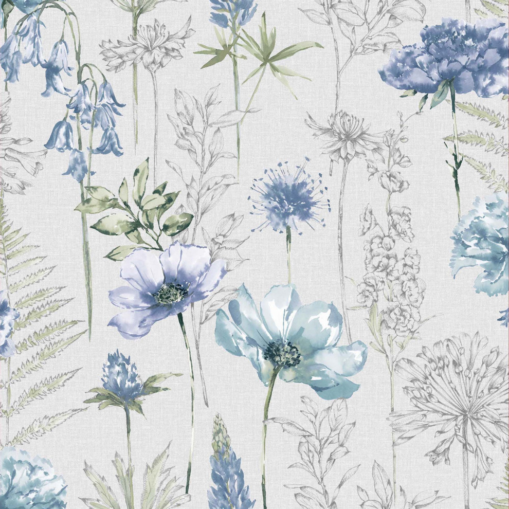 Floral Sketch Wallpaper - Contemporary - Wallpaper - by Graham & Brown