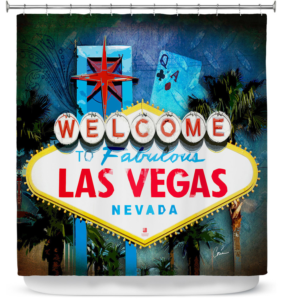 Vegas Sign Blue Shower Curtain