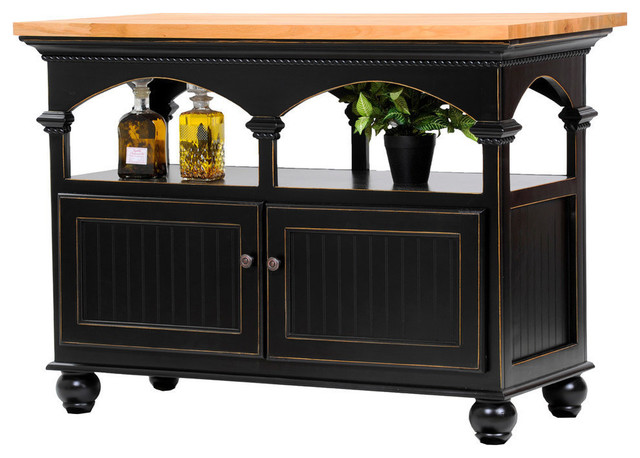 Poplar Kitchen Island With Butcher Block Top Traditional Poplar Kitchen Island With Butcher Block Top Antique Black