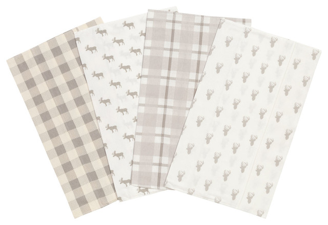 Trend Lab Gray and Cream Buffalo Check Deluxe Flannel Changing Pad Cover