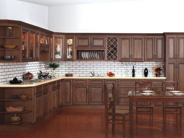 Chocolate Glaze Kitchen Cabinets Home Design - Traditional - Columbus