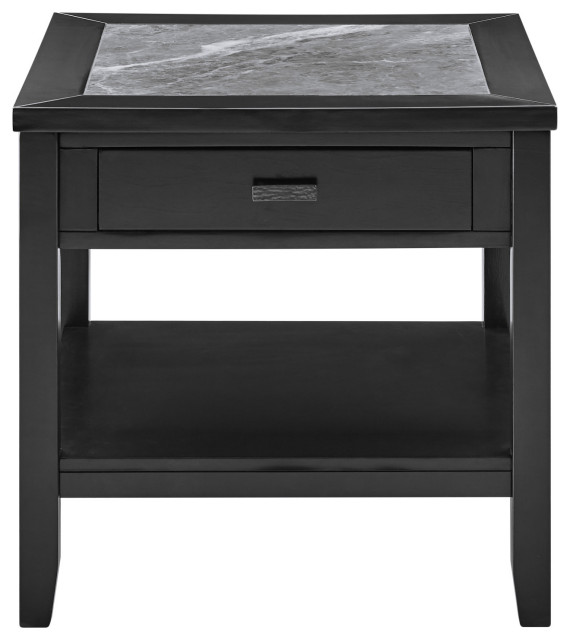 Garvine Gray Stone Top End Table Transitional Side Tables And End