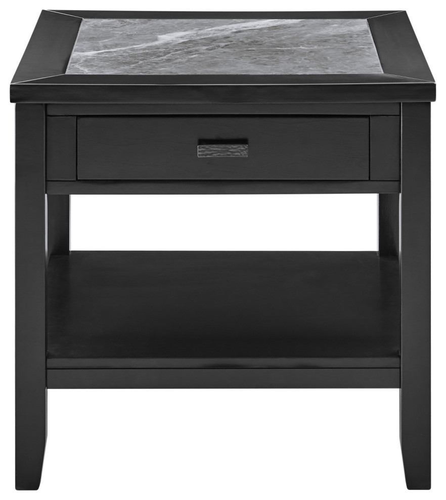 Garvine Gray Stone Top End Table Transitional Side Tables And End