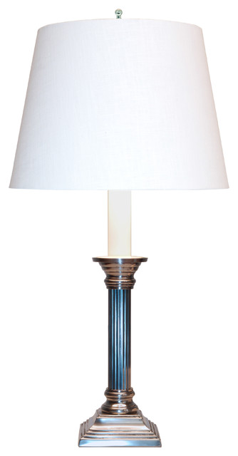 Apollo Table Lamp, Pewter with Linen White Shade