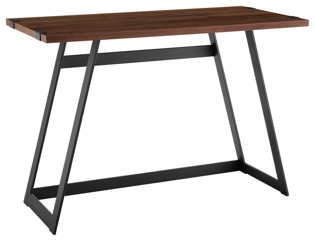 42 Urban Industrial Metal Wrap Writing Computer Desk Dark Walnut