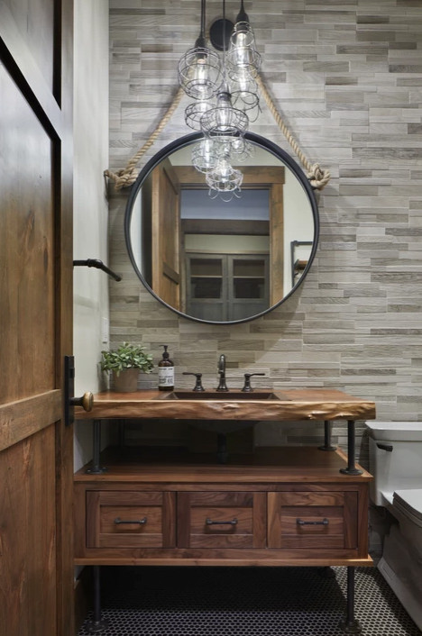 Inspiration for a rustic bathroom remodel in Seattle