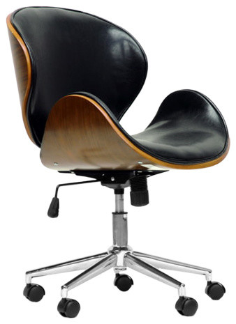 Baxton Studio Bruce Walnut and Black Modern Office Chair