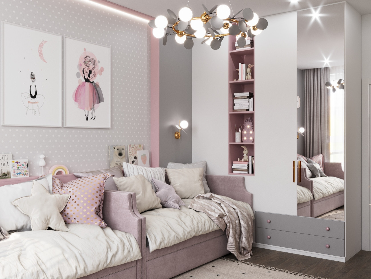 Комната для двух сестер в Москве ЖК "Скандинавия"