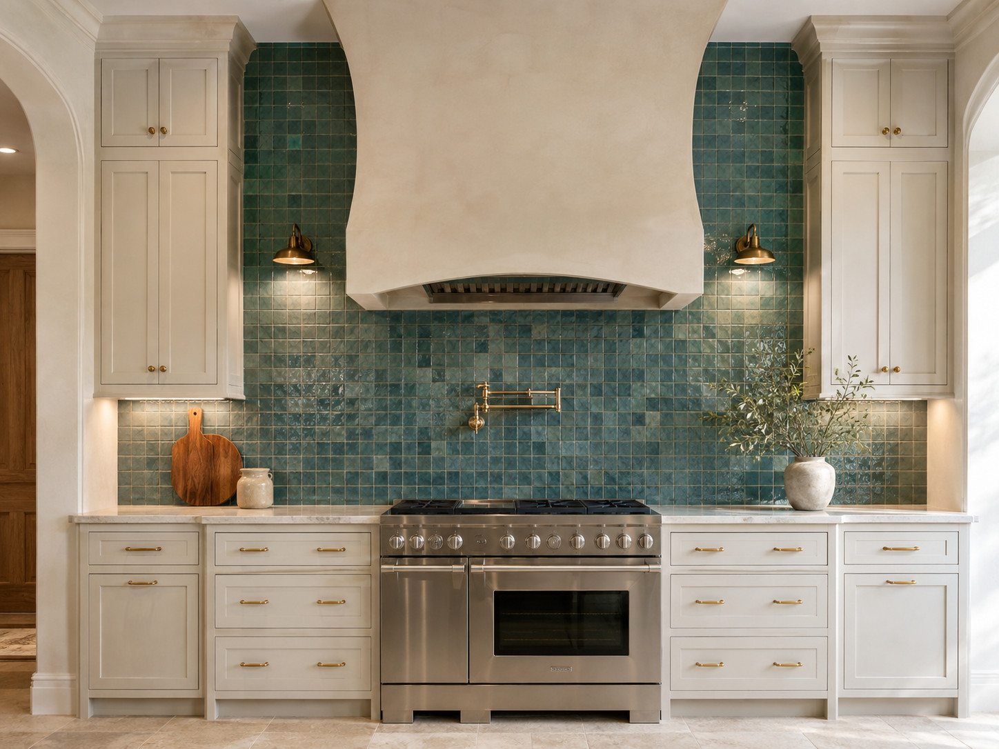 Luxury Blue-Green Tile Backsplash