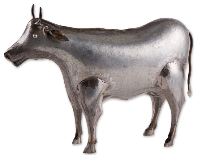 Galvanized Cow Sculpture - Farmhouse - Garden Statues And Yard Art - by ...