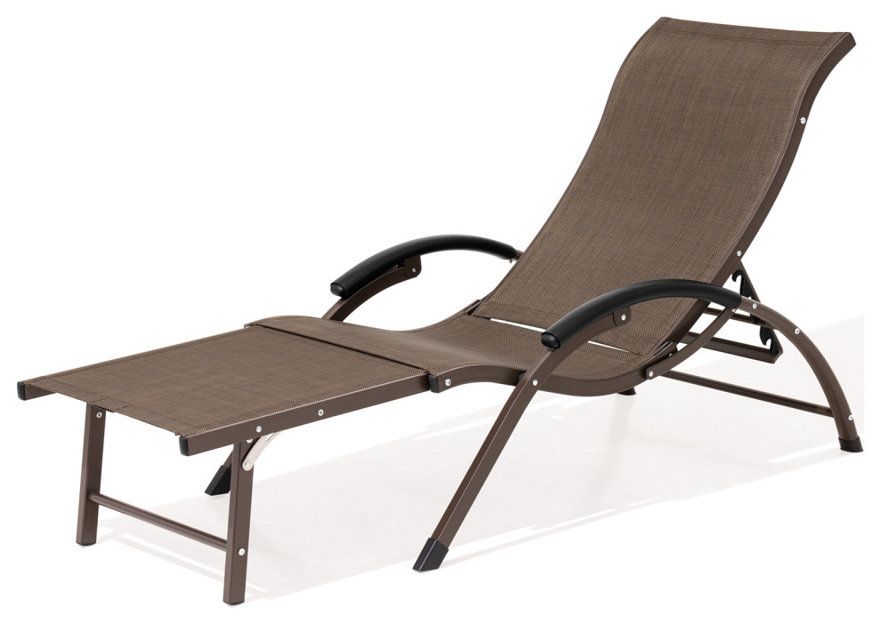 Folding Chaise Lounge Chair, Aluminum Adjustable Outdoor Recliner