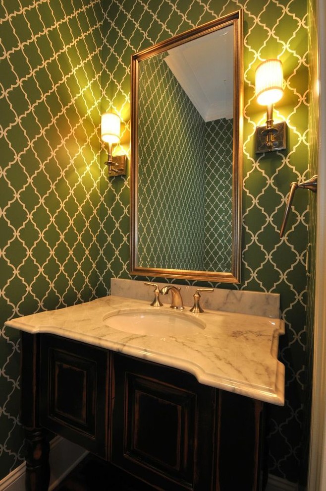 Traditional powder room in Charlotte.