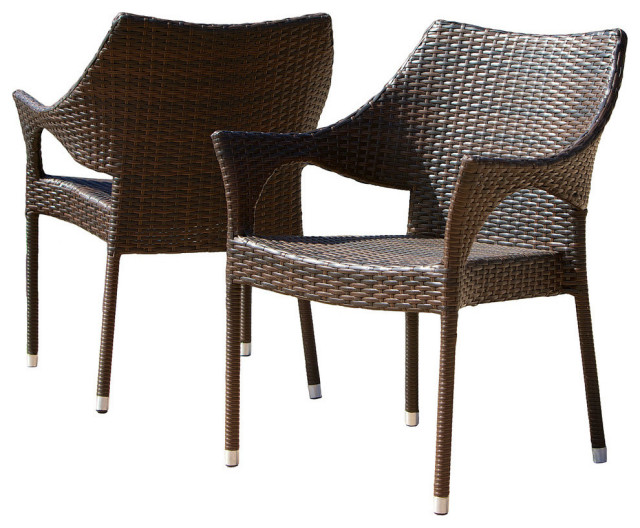 Del Mar Outdoor Brown Wicker Chairs, Outdoor Wicker Dining Chairs Canada