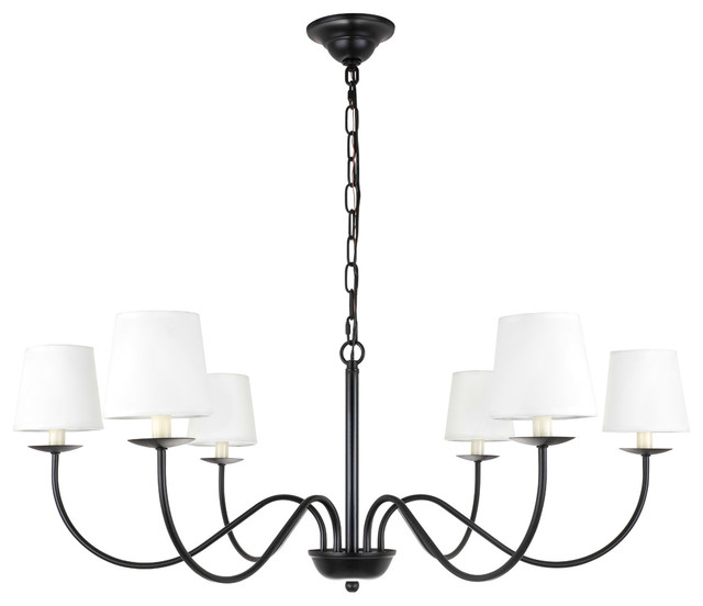Eclipse 6 Light Black And White Shade Chandelier