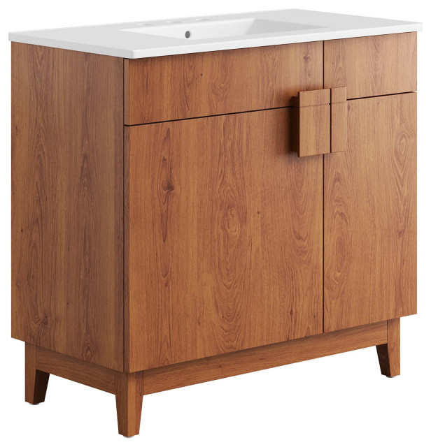 Miles 36" Bathroom Vanity White Walnut Modern Bathroom Vanities
