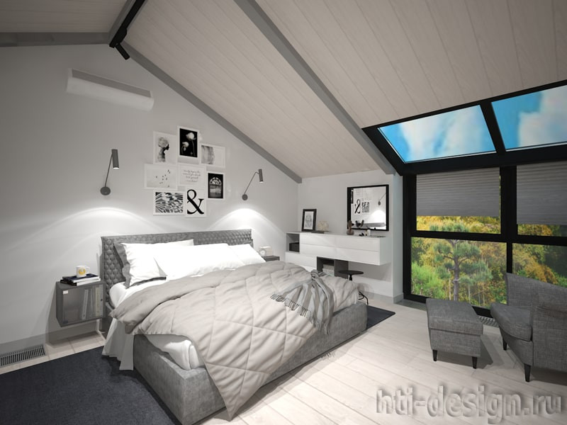 Спальня 25 кв.м в мансарде